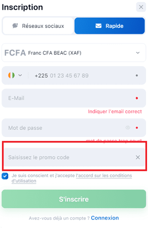 Code Promo dans l'Application 1Win au Sénégal